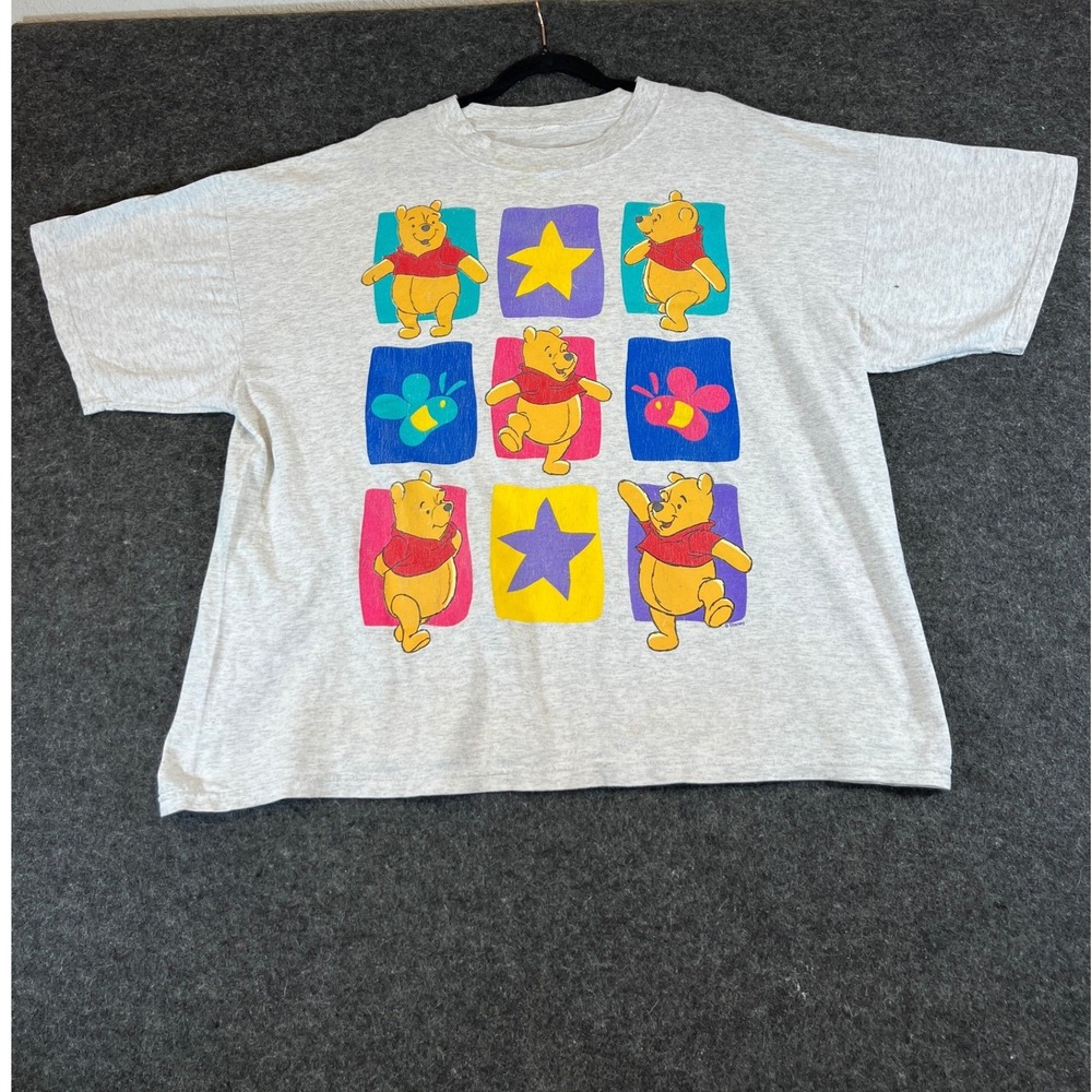 VINTAGE Disney Winnie The Pooh T Shirt Mens 2XL Heather Gray Graphic Cartoon